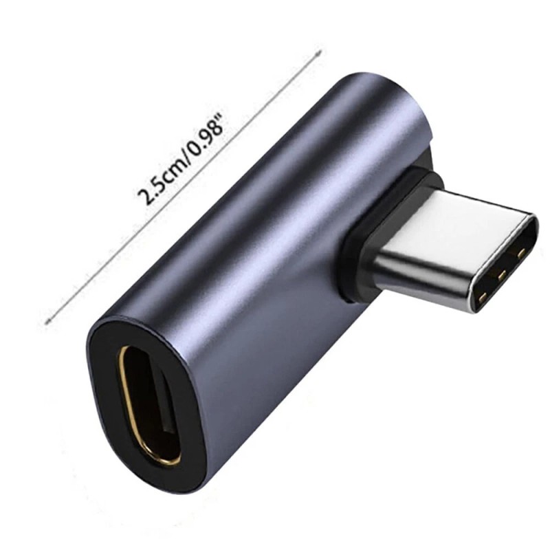 Universal 90 Degree USB-C Male to USB-C Female Adapter Data