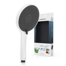 SCHÜTTE Capri Hand Shower with Velvet Jet Technology, Shower Head with Over 300 Nozzles and 3 Adjustable Jet Types, Anti-limescale Shower Head for the Shower, White