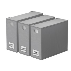 SpaceAid 3 Pack Bed Sheet Organizers and Storage, Foldable Sheet Organizer for Linen Closet, Sheets Set Folder Keeper with Window XL (Queen & King Size) Bedding Container (Gray, 3 Pack)