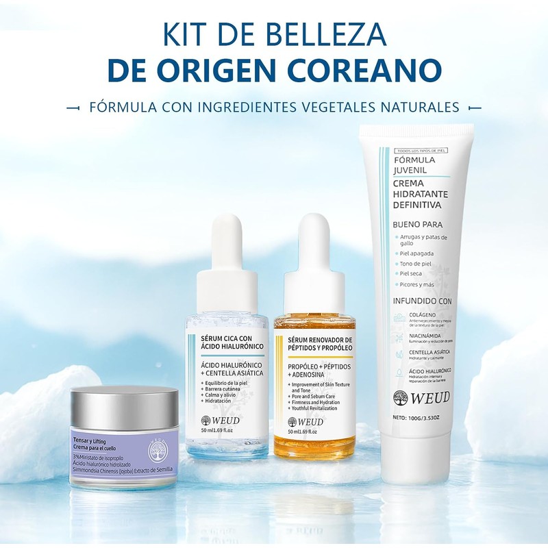 Kit Cuidado Facial Coreano GKV 4 en 1: Niacinamida, Centella,