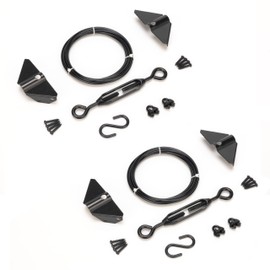 Dreamxiang Anti Sag Gate Kit for Wooden Fence Gate, Anti-Sagging Gate Support Cable Kit in Zinc, Door Repair Kit for Outdoor, Anti-Sag Frame Fence Gate Kit Steel Gate Hardware, Black, 2 Pack