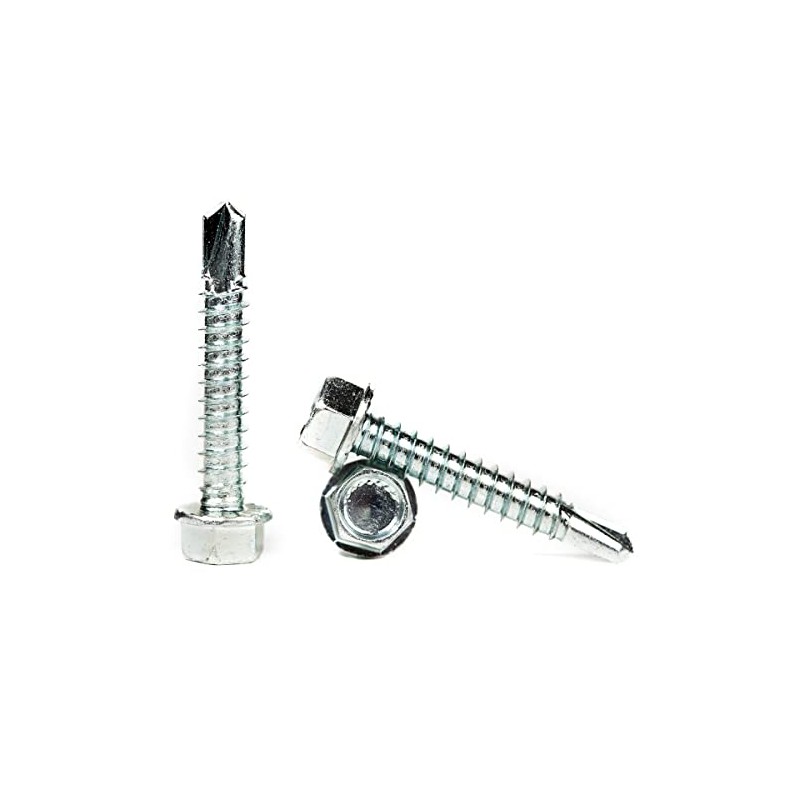 (5.5mm x 50mm) Self Drilling Screws Hexagon Serrated Washer Head