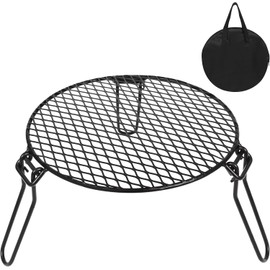 REDCAMP Folding Campfire Grill Grate Top for Solo Stove Bonfire, Portable Iron Campfire Tripod with Steel Grill for Bonfire Fire Pit, Dutch Oven, Open Fire Tripod Grill with Legs, Diameter: 18"
