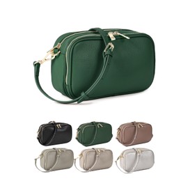 LASIEM Women's Shoulder Bag with Convenient Wallet Function, Simple Wallet Function, Crossbody Bag, Pochette Bag, Leather, Genuine Leather, green (moss green)