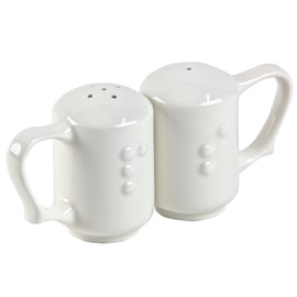 Ability Superstore Ceramic White Dignity Salt and Pepper Pot Set
