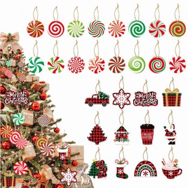 Candy Lollipop Christmas Decorations,28P Christmas Tree Decorations Candy Mini Paper Ornament Pendant for Xmas Themed Kit,Christmas Tree Hanging Home Decor Pendants for Winter Xmas Party