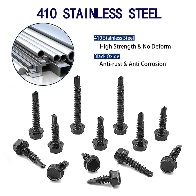 ZAMBASE 100 PCS 410 Stainless Steel #8X5/8 Self Tapping Screws
