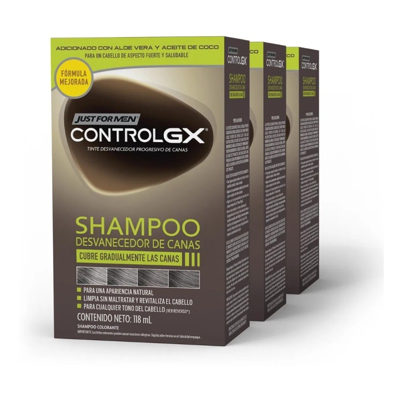 Shampoo Just for Men Control Gx, Desvanecedor Progresivo De Canas,
