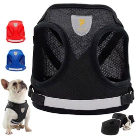 Petluxury Small Dog Harness, No-Pull Reflective Comfortable Breathable Harnesses Vest for Small Dogs Puppies Harness for Cats (Black, S) Measure Well Size