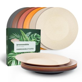 greenandlife 10inch/6pcs Dishwasher & Microwave Safe Wheat Straw Plates, Alternative for Plastic Plates, Lightweight Reusable Unbreakable Dinner Plates, Non-toxin, BPA Free for Kids Adults