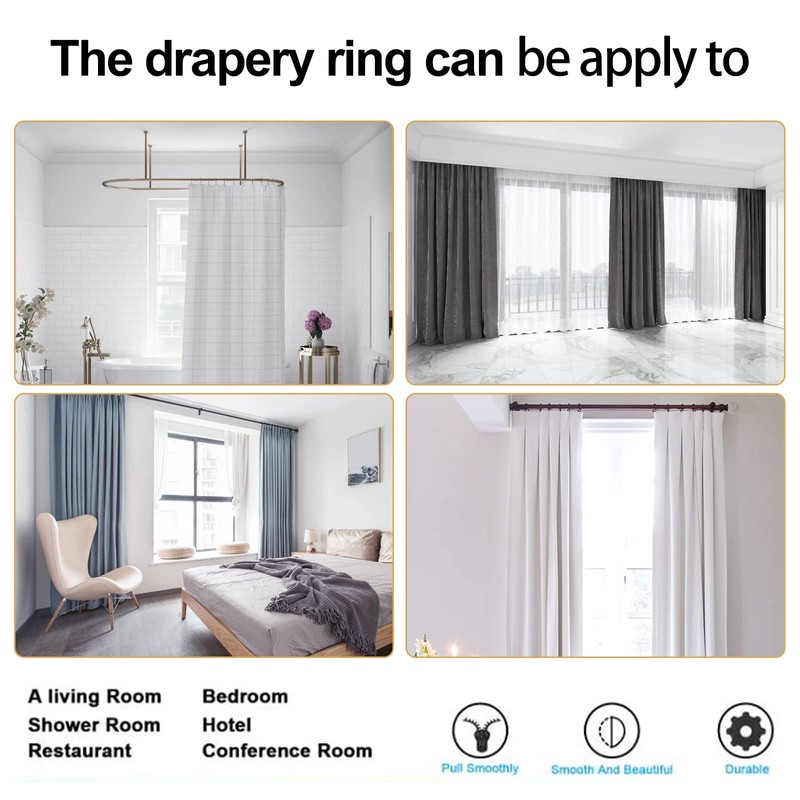 Antique Brass Curtain Rings with Eyelets for Up to 3/4-inch
