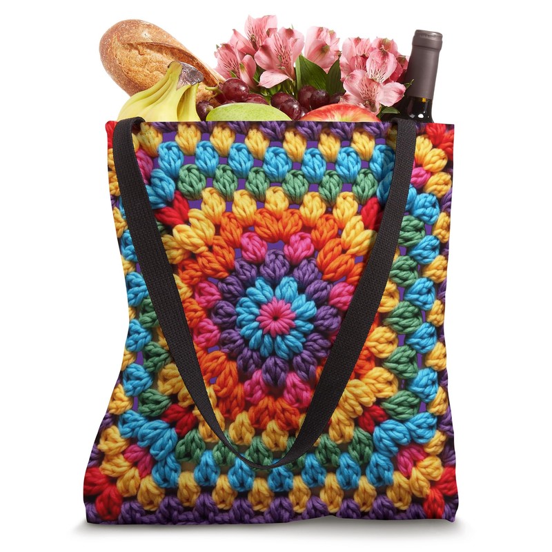 Granny Square Crochet Pattern Seventies Retro Tote Bag