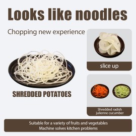 5-Blade Vegetable Spiralizer for Veggie Noodles – Quick Kitchen Slicer with 4 Interchangeable Blades for Carrots, Potatoes, Cucumbers, and Luffa (White)