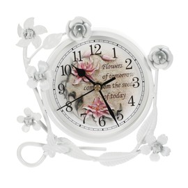 Zerodeko 1pc European Style Iron Art Desktop Clock Silent Retro Table Clock for Living Room Decor Creative Home Office Adornment Non Ticking Design for Peaceful Environments