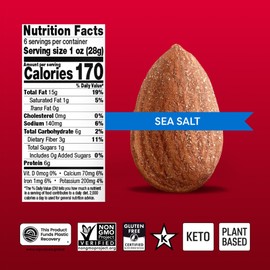 Octonuts Sea Salt Roasted Almonds (6oz)- Only 3 Simple Ingredients - Plant Based Protein Snack with Fiber – Keto Friendly, Gluten-Free, Vegan & Non-GMO Verified