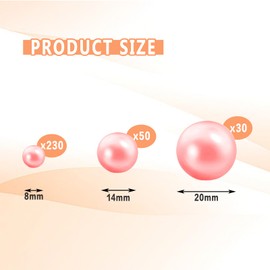 ORIKASO 300Pcs Vase Filler Lightpink No Hole Faux Pearl Beads for Vase Filling Decorations, Candle Centerpieces, Wedding Centerpieces, Home Party Decor (8/14/20mm)