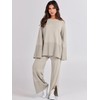 ANRABESS Womens 2 Piece Outfits Oversized Knit Sweater Set Wide