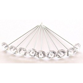 10 x DIAMANTIE LAPEL PINS IDEAL FOR CORSAGE'S, BUTTON HOLES ETC 10 x 2" (50mm)