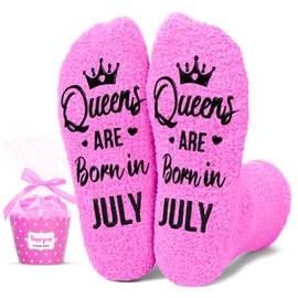 HAPPYPOP July Queen's Pride Pink Socks - Celebrating July Birthdays Socks, Unique Birthday Gift Jul