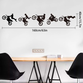 Dirt Bike Decals Motorcycle Wall Stickers, Motocross Sports Murals Wallpaper Decor for Boys Teens Playroom Bedroom Living Room Home Decoration