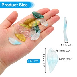 PATIKIL Leaf Crystal Glass Beads, 50 Pack Leaves Bead Handcrafted Glass Spacer Bead for Jewelry Making Bracelet Earring, Blue