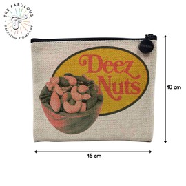 Tasche aus Leinen – Kollektion Zoomer Kultur Collage Vintage Illustration Art Humor Witz Street Wear – Kosmetiktasche aus Leinen – Kulturbeutel – Geldbörse, Deez Nuts, 15 x 10 cm, Kosmetiktasche
