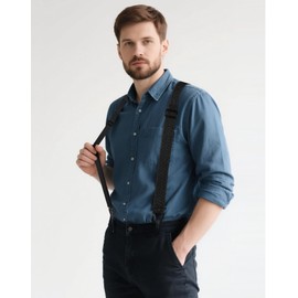 Gucass Men's Braces, Extra Strong, X Shape Braces, Wide 3.8 cm, Elastic and Adjustable Length, with 360° Rotating Non-Slip Buckle, Gift Father's Day for Dad, Husband and Grandpa, #1: Black