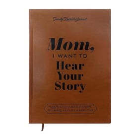 kuggty Mom, I Want to Hear Your Story: A Guided Journal and Meaningful Memory Book for Moms,Leather Wrapped Hardback, Black Gold Foil Lettering,Portable Journal Book School Supplies