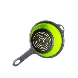 Vctitil Foldable Space-Saving Silicone Colander Strainer Colander Dish Drainer Draining Basket with Handle Kitchen Tools(green)
