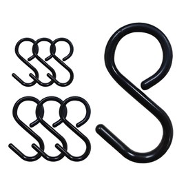 JUSTBOKU S-Shaped Hooks, No Rust, Anti-Shedding, S-Shaped Hook, S Hook, S Hook, For Bath, Kitchen, Fixed, 2.4 + 3.5 inches (6 + 9 cm) (Black, Small, Set of 3, Black, Large, 3-Piece Set)