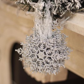 Christmas Tree Decoration Pendant Snowflake Colorful Plastic Snowflake Christmas Day Christmas Tree Accessories (Silver)