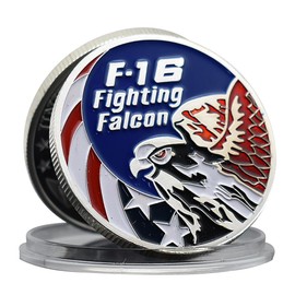 F-16 Fighting Falcon Challenge Coin - Air Force Eagle Design with American Flag - Military Gift & Memorabilia