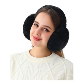 Rulala Fancy Women's Winter Earmuffs Plush Faux Fur Ear Muffs Outdoor SKI Ear Warmers for Cold Weather(Black)
