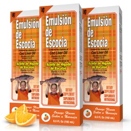 Emulsion de Escocia Orange Flavor with Vitamins and Cod Liver Oil for Kids and Adults | Natural Taste | Immune and Liver Support | 29.40 Oz | 3-Pack
