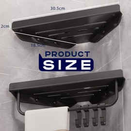 JAMESVAN CHOUPIJIANG Shower Corner Shelf,2 Pack Bathroom Shower Caddies with 4 Hooks,No Drilling Rust Proof Shower Organizer Corner, 2 Pack-Black