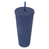 Coffee Tumbler with Lid and Straw Matte Dark Blue Double