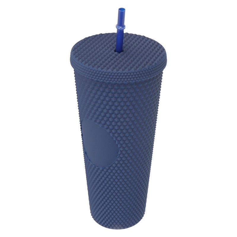 Coffee Tumbler with Lid and Straw Matte Dark Blue Double