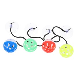 Sosoport 4pcs Bearded Dragon Toys Plastic Bell Balls Suction Cup Ropes Lizard Interactive Toys