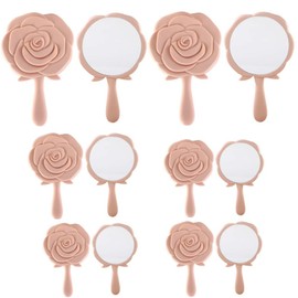 Espejo de Bolsillo de con Diseño de Rosas a Granel, 12 Piezas Espejo Compacto de Princesa, Espejo de Maquillaje Portátil de PVC, Espejo de Mano Rosa para Despedida de Soltera, Recuerdos