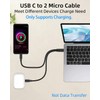 GELRHONR Short USB C Multi Splitter Charging Cable 5V,2 in