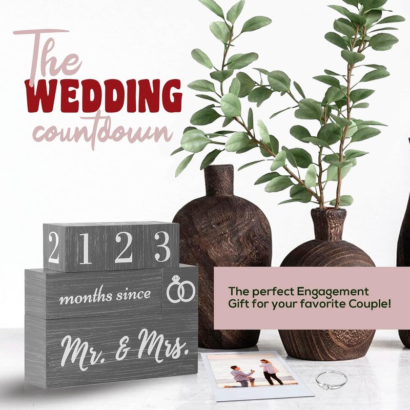 Wedding Countdown Sign - Plaque and Calendar for Planning -