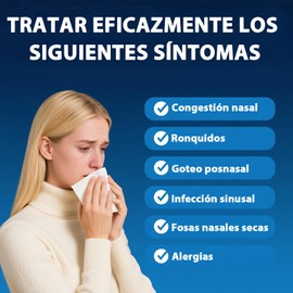Irrigador Nasal de 120 Bolsa, Limpiador Nasal 240ml, Kit de Lavado Nasal Adulto, Limpiador Nasal a PresióN para Alivio CongestióN Nasal y Limpieza Nasal. (120 Bolsa)