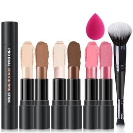 Kit de contorno de maquillaje en barra de contorno de 6 colores - Set A | Double-ended Design,Bronzer,Highlighter and Blush Stick,Lightweight,Long-las