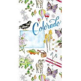 IHR Ideal Home Range Dinner Napkins Rosanne Beck State Collection Disposable 3-Ply Paper Hand Towels, 8.5" x 4.5", Colorado, 16-Count