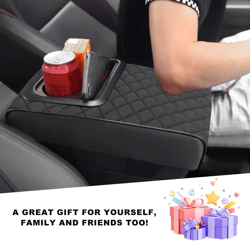 Gasedin Center Console Armrest Pillow, 14.0"×8.3" Soft Leather Waterproof Armrest