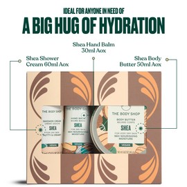 The Body Shop Shea Mini Gift Set, Shower Cream 60ml, Body Butter 50ml, Hand Balm 30ml, Nourishing Body Care Trio for Dry Skin, Gentle Cleanse, 96hr Moisture, Vegan Skincare Gift