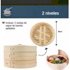 Vaporera Tradicional China de Bambú, 2 Niveles, Tejida a Mano,