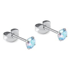1 Pair Implant Grade Titanium Stud Earrings Set Hypoallergenic 3mm 4mm 5mm 6mm Cubic Zirconia G23 Titanium Earring Studs for Women Men for Sensitive Ear, Titanium, Cubic Zirconia