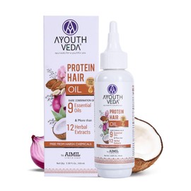 Ayouthveda Protein Hair Oil for healthy hair growth and deep nourishment | Fights Dandruff Control Hair Breakage & Hair Fall | Blend of Essential Oil & Herbal Extracts - 100 Ml (Pack of 1)
