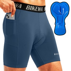 Men's 4D Padded Bike Shorts Cycling Underwear Biking Bicycle Road Riding Cycle Biker Padding Shorts for Men Side Pockets(Slate Blue,XXL)
